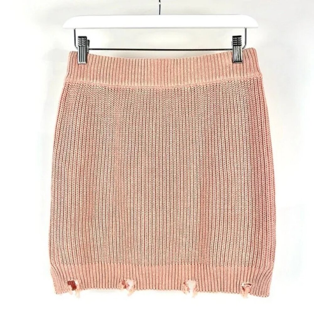 MABLE Julia Salmon Distressed Edge Sweater Skirt